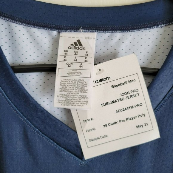 Adidas Icon Pro Baseball Jersey Player #22 Blue Size 44 Sublimated NWT 2021 - Picture 2 of 7